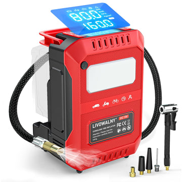 Tire Inflator Air Compressor Compatible with Milwaukee 18V Battery, Cordless Bike Pump 160PSI Car Air Pump with Deflation & LED Lights & Digital LED Display