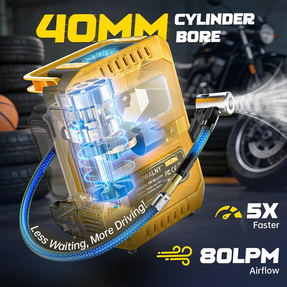 Tire Inflator Air Compressor Compatible with Dewalt 20V Battery, Cordless Bike Pump 160 PSI Car Air Pump with Deflation & LED Lights & Digital LED Display (No Battery)