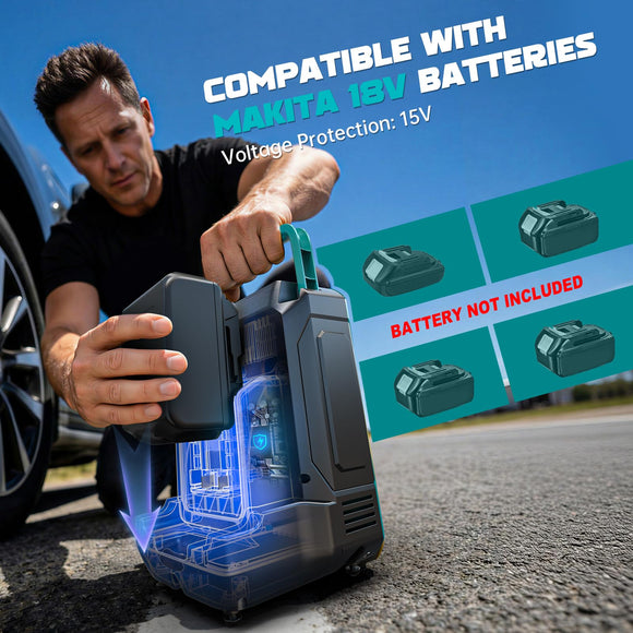 Tire Inflator Air Compressor Compatible with Makita 18V Battery, Cordless Bike Pump 160 PSI Car Air Pump with Deflation & LED Lights & Digital LED Display (No Battery)