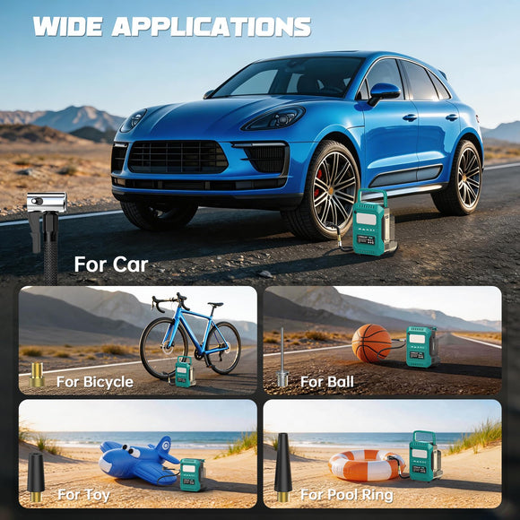 Tire Inflator Air Compressor Compatible with Makita 18V Battery, Cordless Bike Pump 160 PSI Car Air Pump with Deflation & LED Lights & Digital LED Display (No Battery)