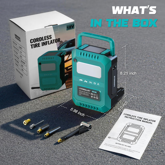 Tire Inflator Air Compressor Compatible with Makita 18V Battery, Cordless Bike Pump 160 PSI Car Air Pump with Deflation & LED Lights & Digital LED Display (No Battery)