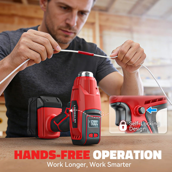 Cordless Heat Gun Compatible with Milwaukee 18V Battery 600℃ High Power Hot Air Gun (68°F-1112°F) & Airflow Control Digital Display (Tool Only)
