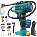 160PSI Cordless Tire Inflator Portable Air Compressor Compatible with Ma-kita 18V Battery, LIVOWALNY 12Ft Cord-12V DC-Powered Air Pump with Digital Pressure Gauge, Auto Shut-Off for Car (Tool Only)-1