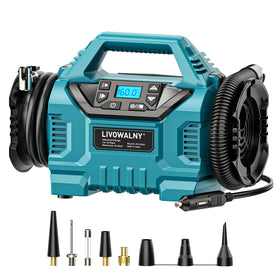 3X Faster Cordless Tire Inflator Air Compressor Pump Compatible With Makita 18V Battery, LIVOWALNY 160PSI 12V DC/18V DC with Pressure Gauge & Deflator for Car, Pickup, Air Mattresses (Tool Only)