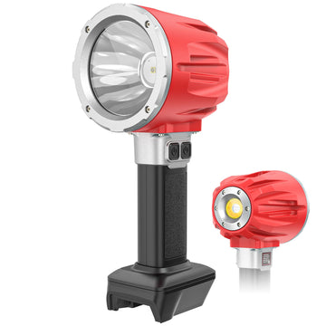 LED Work Light Compatible with Milwaukee 18V Battery, Flashlight & COB Flood Light, 1500LM Ultra Bright, 2 Brightness, 4 Color Temperatures, Red Flashing Warning Light, Battery Protection (Tool Only)