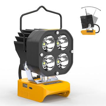 LED Work Light Compatible with DeWalt 20V Battery, 60W 8000LM Portable Flashlight Cordless Jobsite Light, USB & Type-C PD Fast Charging, Low Voltage Protection, Handle Design for Outdoors (Tool Only) | 8000LM