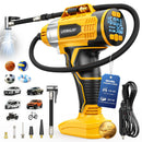 160PSI Cordless Tire Inflator Portable Air Compressor Compatible with Dewalt 20V Battery, LIVOWALNY 12Ft Cord-12V DC-Powered Air Pump with Digital Pressure Gauge, Auto Shut-Off for Car (Tool Only)-1