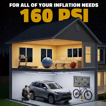 160PSI Cordless Tire Inflator Portable Air Compressor Compatible with Dewalt 20V Battery, LIVOWALNY 12Ft Cord-12V DC-Powered Air Pump with Digital Pressure Gauge, Auto Shut-Off for Car (Tool Only) - 0