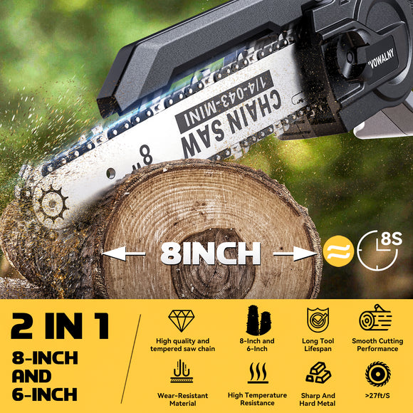 6 inches bar to 8 inches bar battery operated chainsaw