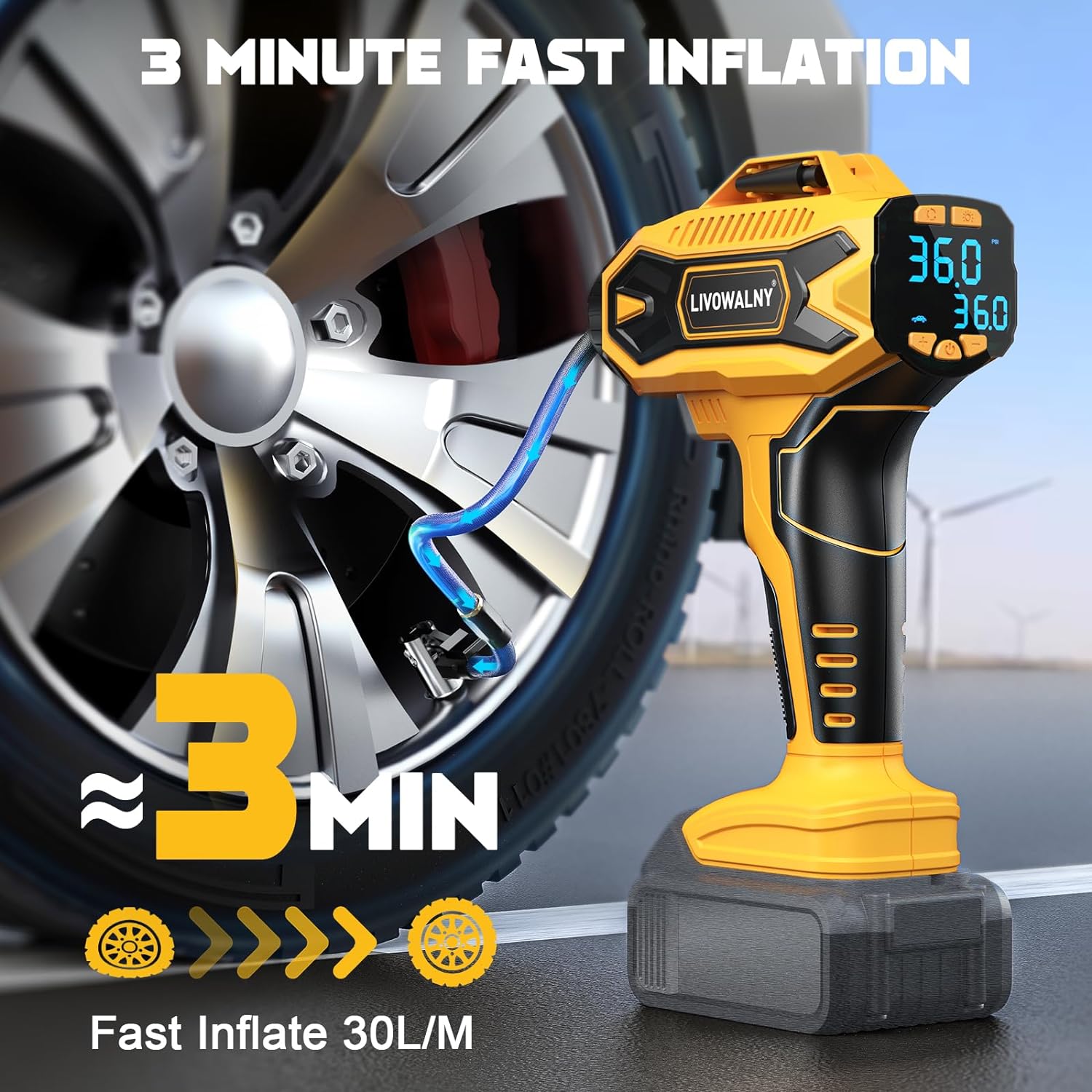 Cordless Tire Inflator Air Compressor For Dewalt 20V Max Battery