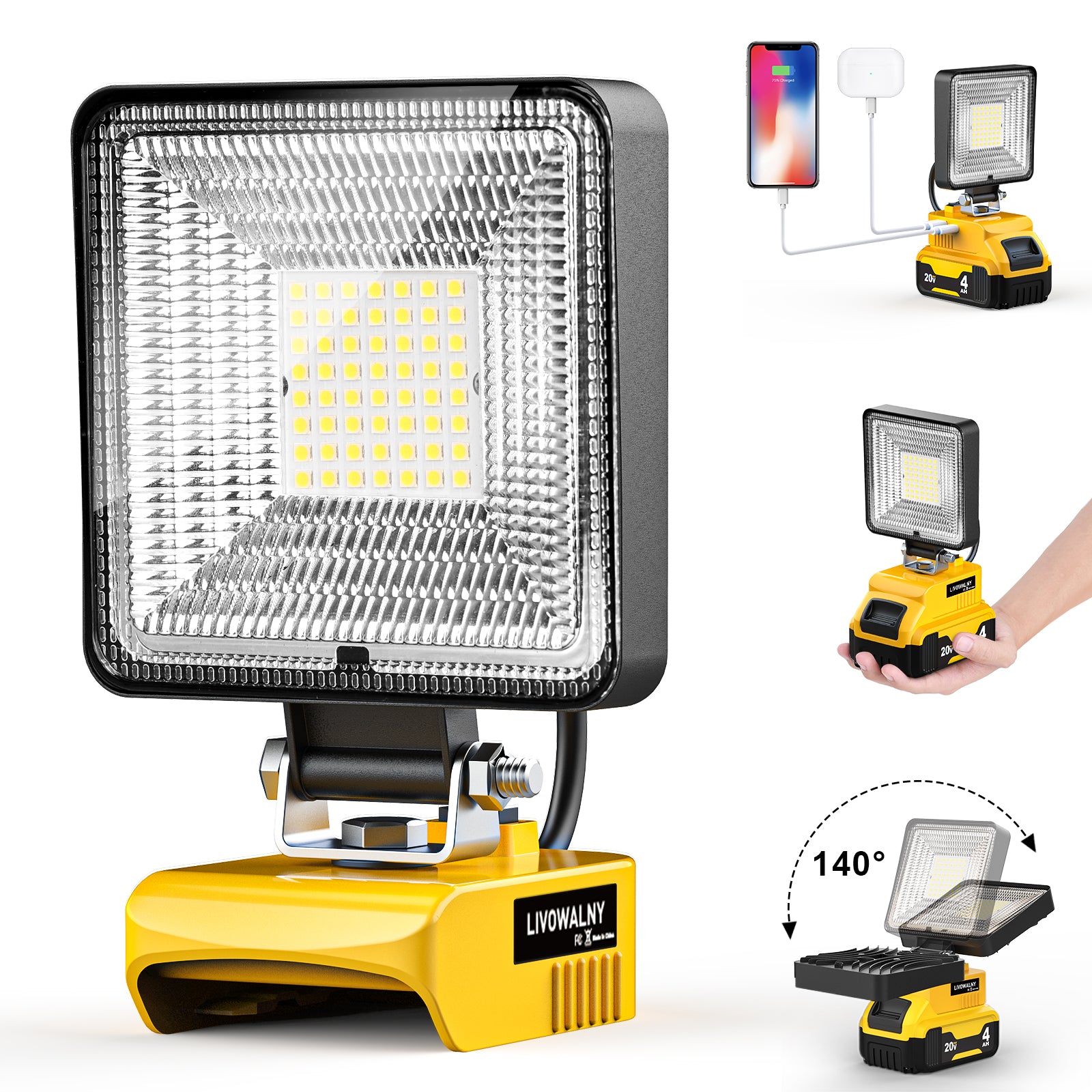 LED Work Lights - rechargeable camping light bright garage lighting ...