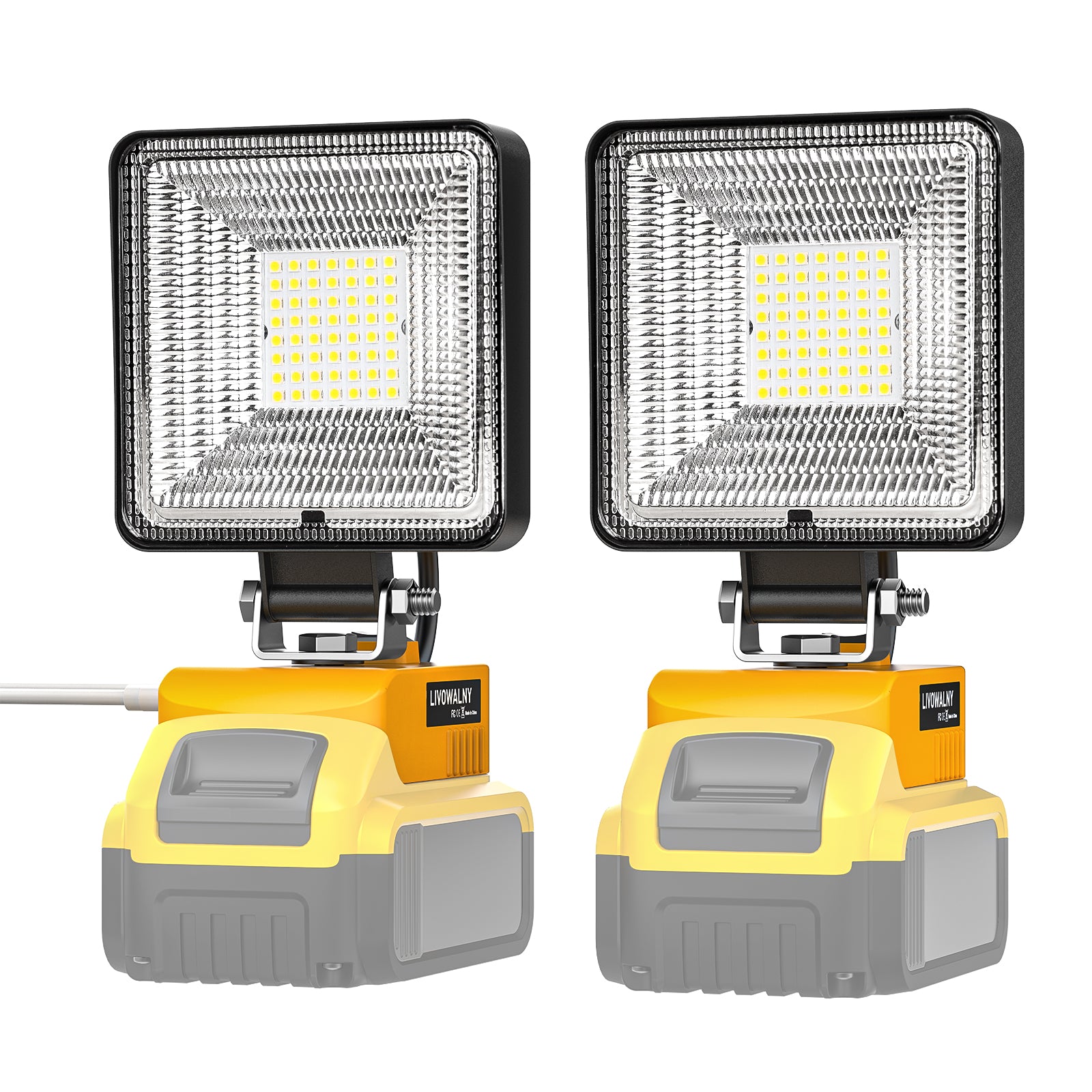 2PCS LED Working Light 60W 2000LM Battery Camping Lights Livowalny