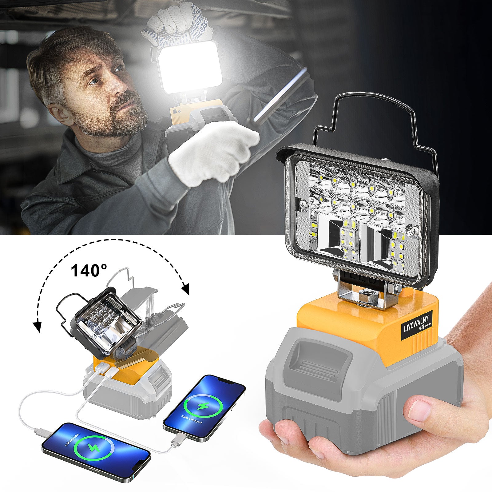 Livowalny 20V Camper Lights Portable Cordless Outdoor Lighting