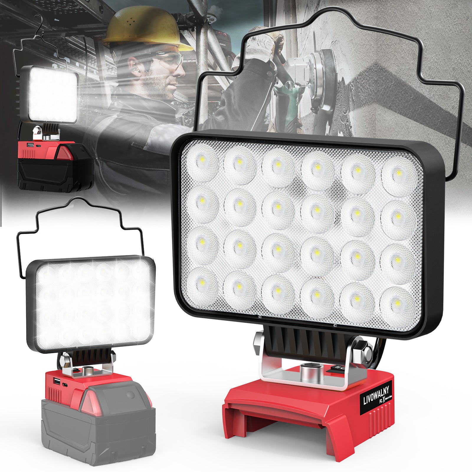 CLV 35W LED Work Light 3000LM, Job Site Lights, Plug In Folding Flood Light, Portable Stand Work Lights Floodlight For Car Repairing Home Workshop