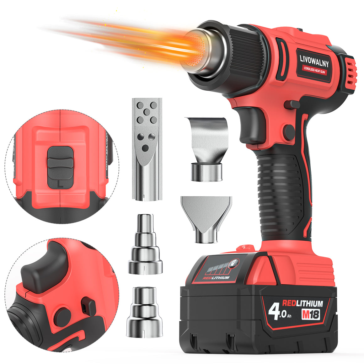 Cordless Heat Gun for Milwaukee m18 Battery,112℉ to 1022℉ Battery