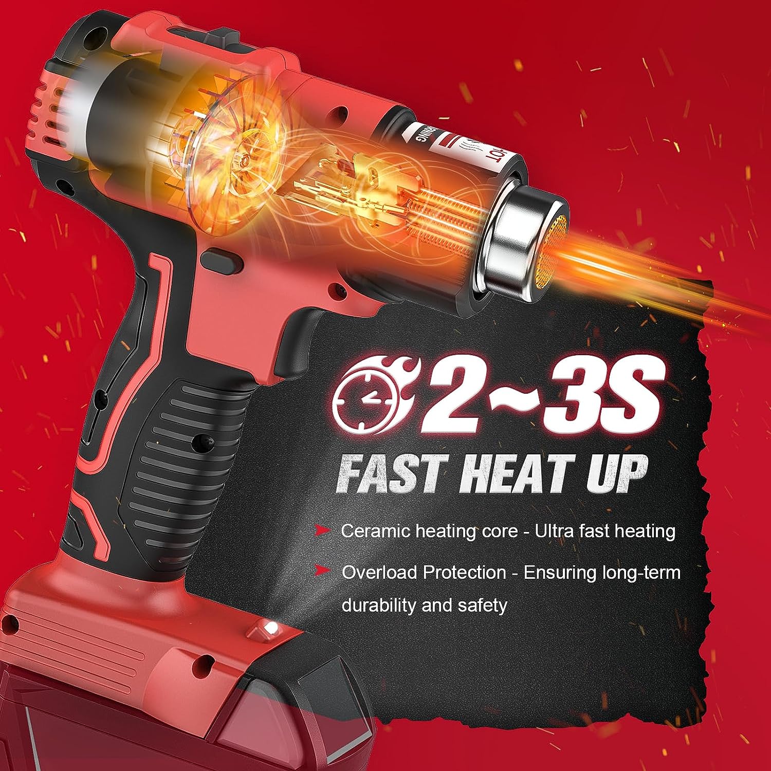 Cordless Heat Gun for Milwaukee 400W M18 18V Battery with 4pcs Nozzles... Cordless Heat Gun for Milwaukee 400W M18 18V Battery with 4pcs Nozzles...