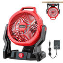 LIVOWALNY Battery Powered Fan Compatible with Milwaukee 18V Battery 3500RPM with AC Adapter Portable Floor Fan with Hook Handle Variable Speed for Camping Jobsite Tent Outdoor (No Battery)-1