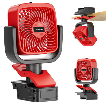 LIVOWALNY Clip Fan Compatible with Milwaukee 18V Battery, 4" Cordless Portable Clip-On Fan with 3 Speeds & Adjustable Angle for Camping Jobsite Tent Travel Fishing Outdoor (No Battery)