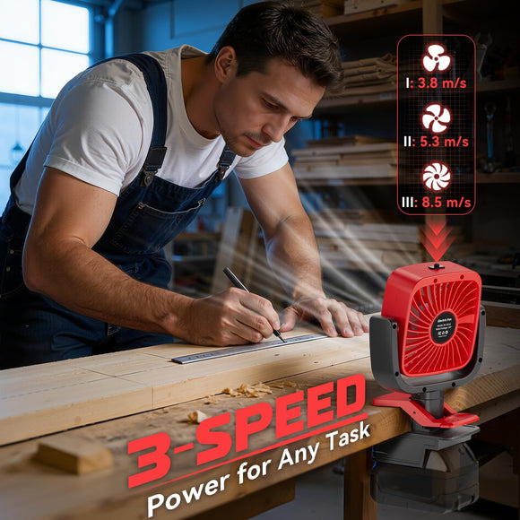 LIVOWALNY Clip Fan Compatible with Milwaukee 18V Battery, 4" Cordless Portable Clip-On Fan with 3 Speeds & Adjustable Angle for Camping Jobsite Tent Travel Fishing Outdoor (No Battery)