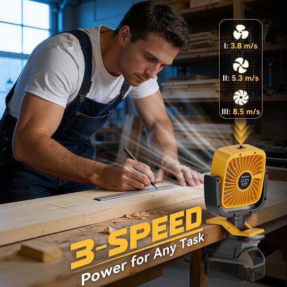 LIVOWALNY Clip Fan Compatible with Dewalt 20V Battery 4" Cordless Portable Clip-On Fan with 3 Speeds & Adjustable Angle for Camping Jobsite Tent Travel Fishing Outdoor (No Battery)