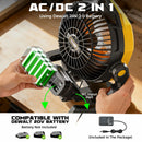 LIVOWALNY Battery Powered Fan Compatible with Dewalt 20V Battery, 3500RPM with AC Adapter Portable Floor Fan with Hook Handle Variable Speed for Camping Jobsite Tent Outdoor (No Battery)-5